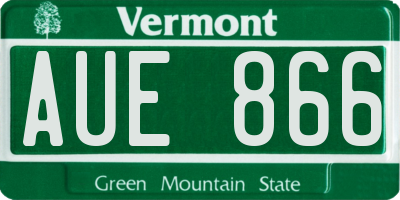 VT license plate AUE866