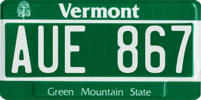 VT license plate AUE867