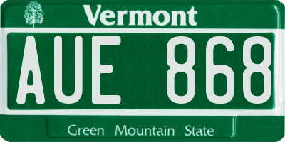 VT license plate AUE868