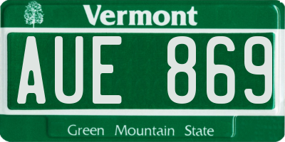 VT license plate AUE869