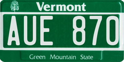 VT license plate AUE870