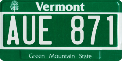 VT license plate AUE871