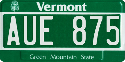 VT license plate AUE875