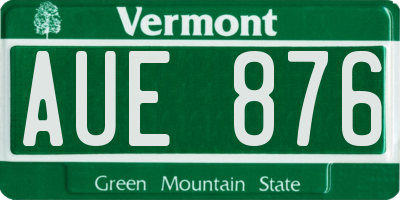VT license plate AUE876