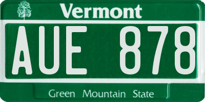 VT license plate AUE878