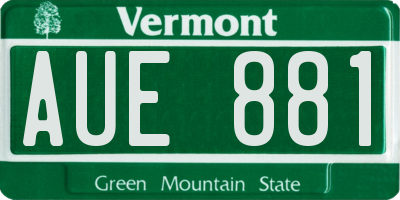 VT license plate AUE881
