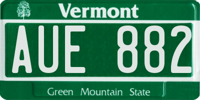 VT license plate AUE882