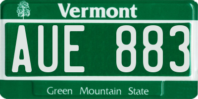 VT license plate AUE883