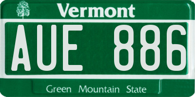 VT license plate AUE886