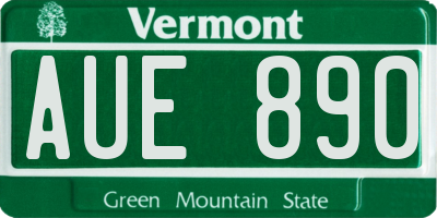 VT license plate AUE890