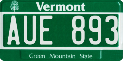 VT license plate AUE893