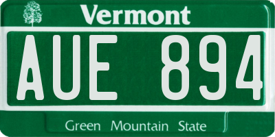 VT license plate AUE894