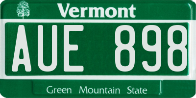 VT license plate AUE898