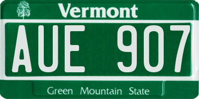 VT license plate AUE907