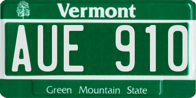 VT license plate AUE910