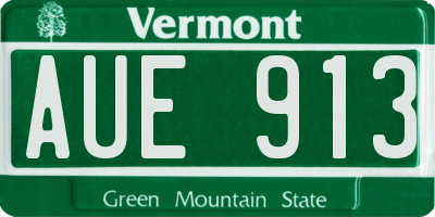 VT license plate AUE913