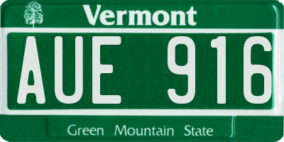 VT license plate AUE916