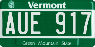 VT license plate AUE917