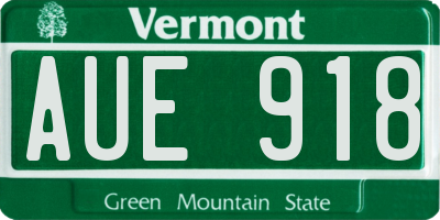 VT license plate AUE918