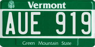 VT license plate AUE919