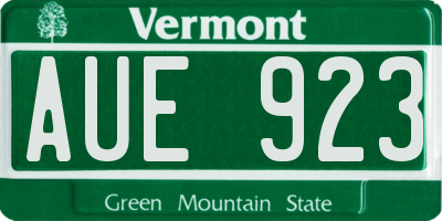VT license plate AUE923