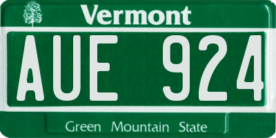VT license plate AUE924