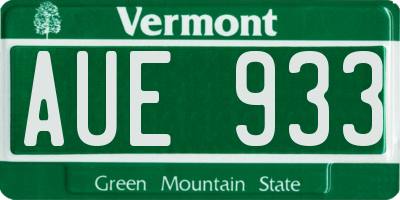 VT license plate AUE933