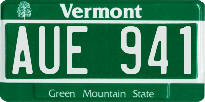 VT license plate AUE941