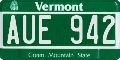 VT license plate AUE942
