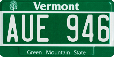 VT license plate AUE946