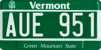 VT license plate AUE951