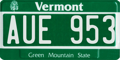 VT license plate AUE953