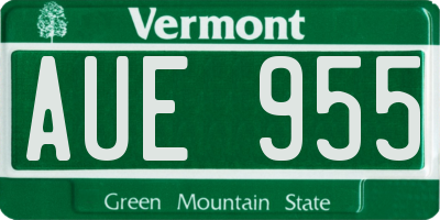 VT license plate AUE955