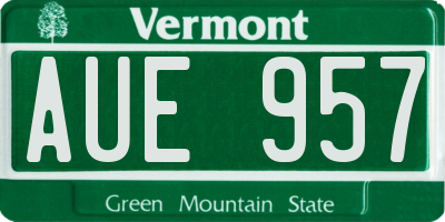 VT license plate AUE957