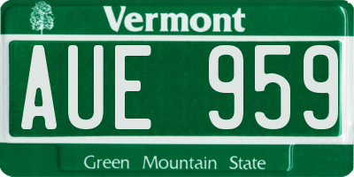 VT license plate AUE959