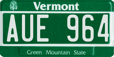VT license plate AUE964