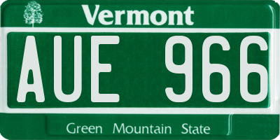 VT license plate AUE966