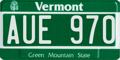 VT license plate AUE970