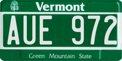 VT license plate AUE972