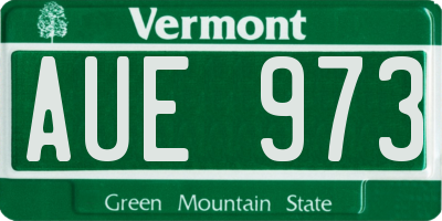 VT license plate AUE973