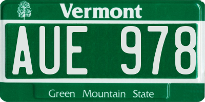 VT license plate AUE978