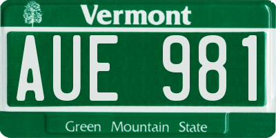VT license plate AUE981