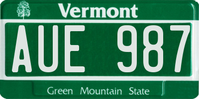 VT license plate AUE987
