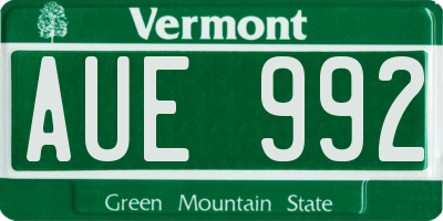 VT license plate AUE992