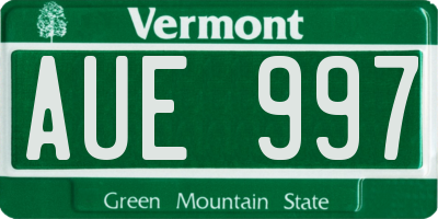 VT license plate AUE997