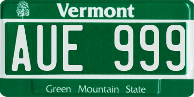 VT license plate AUE999
