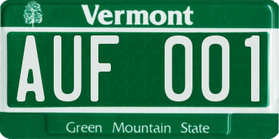 VT license plate AUF001