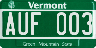 VT license plate AUF003