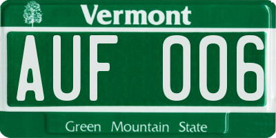 VT license plate AUF006
