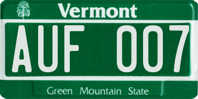 VT license plate AUF007